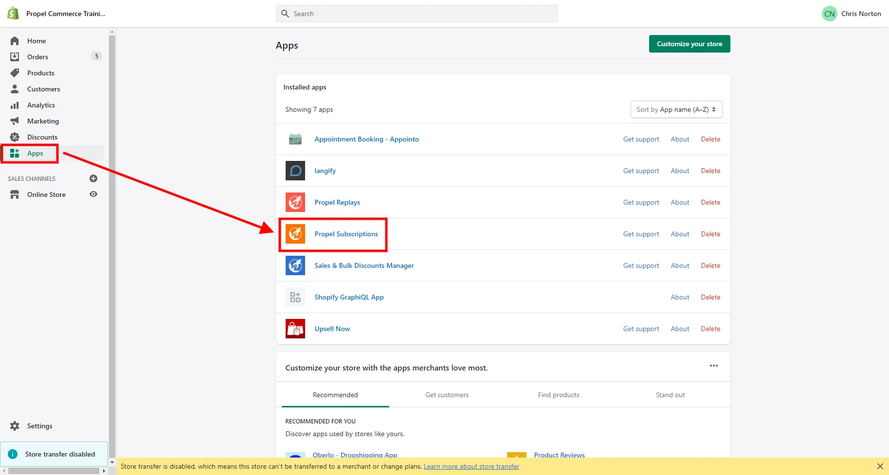 Propel Subscriptions dashboard with Create button
