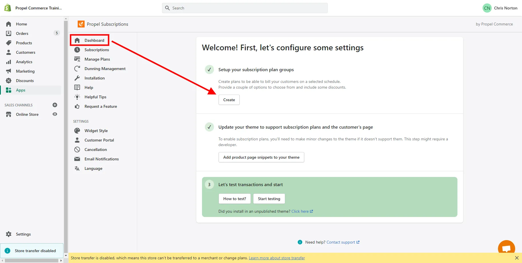 Subscription group name and product selection