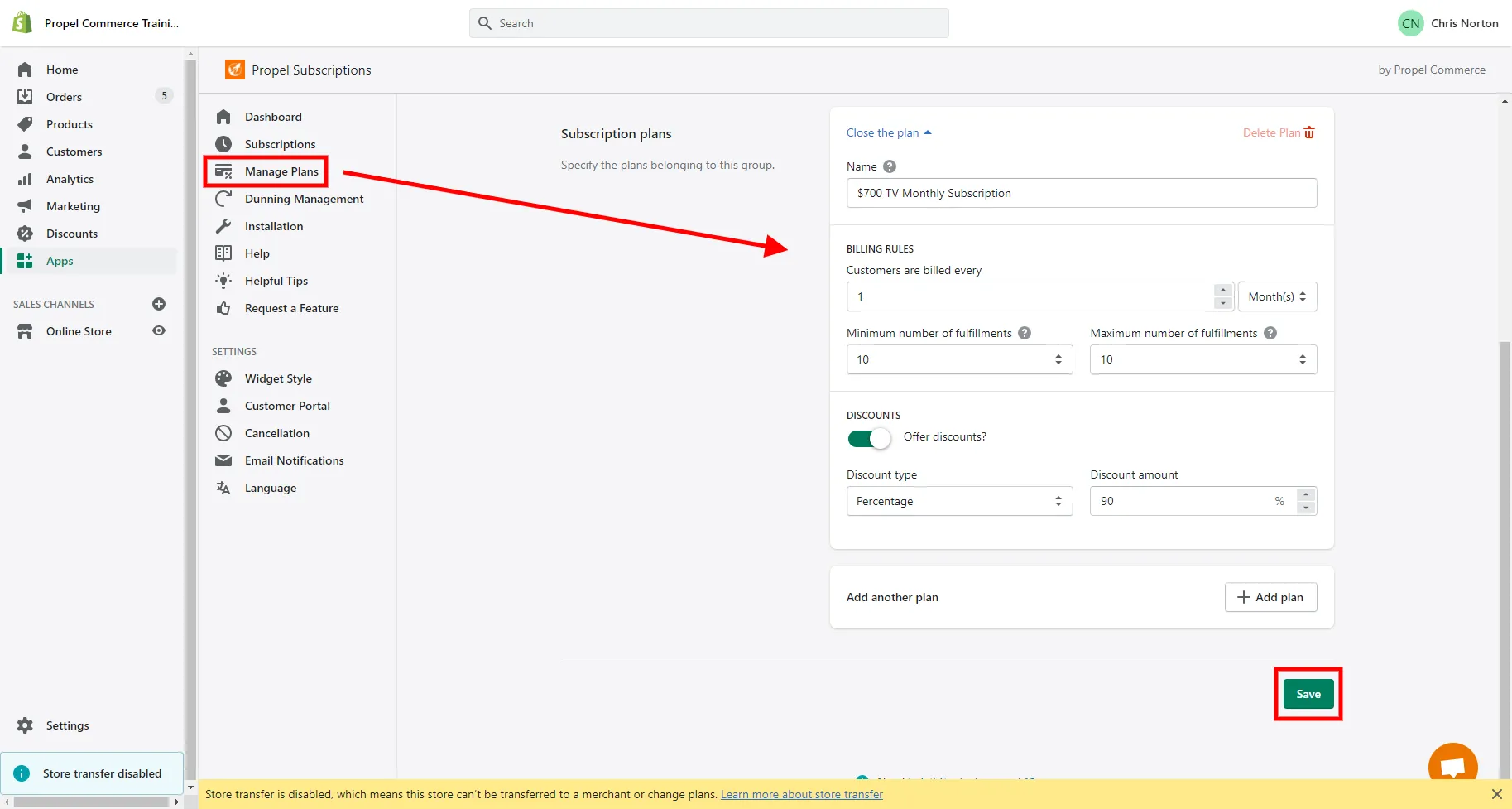 Subscription plan creation form