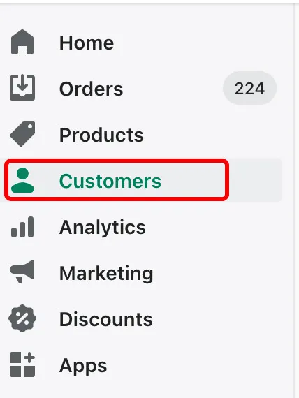 Customers section in Shopify admin