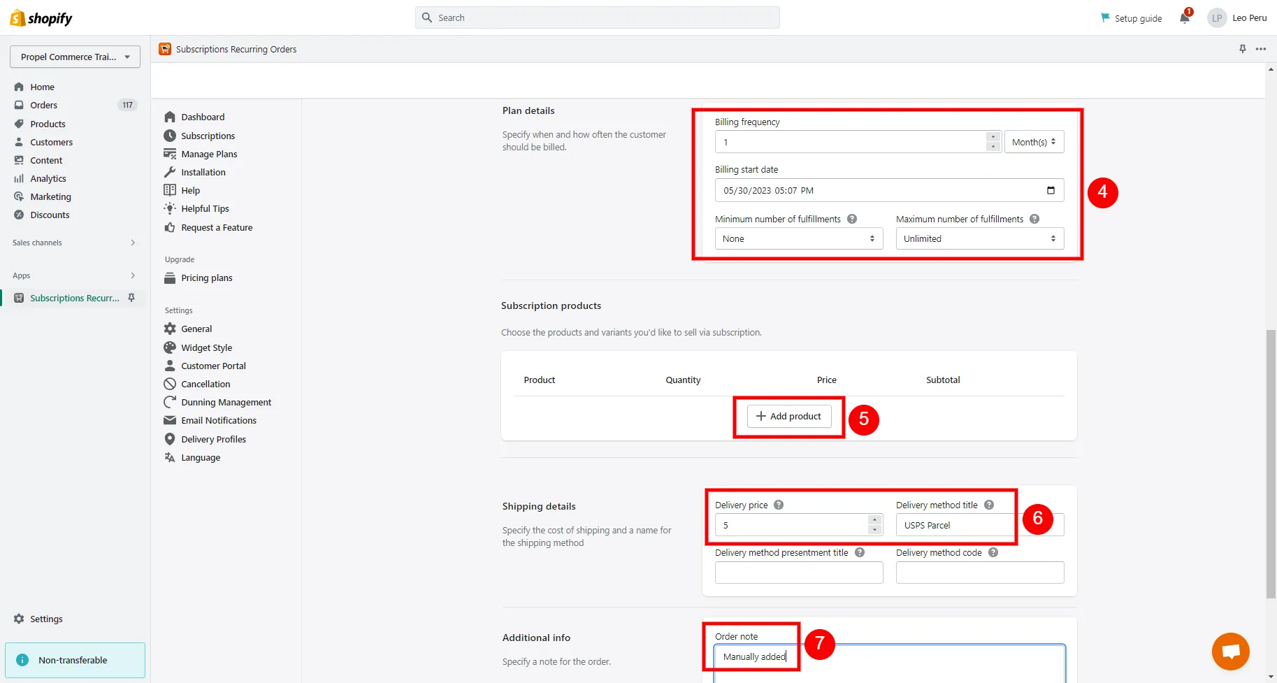 Customer list showing payment method status