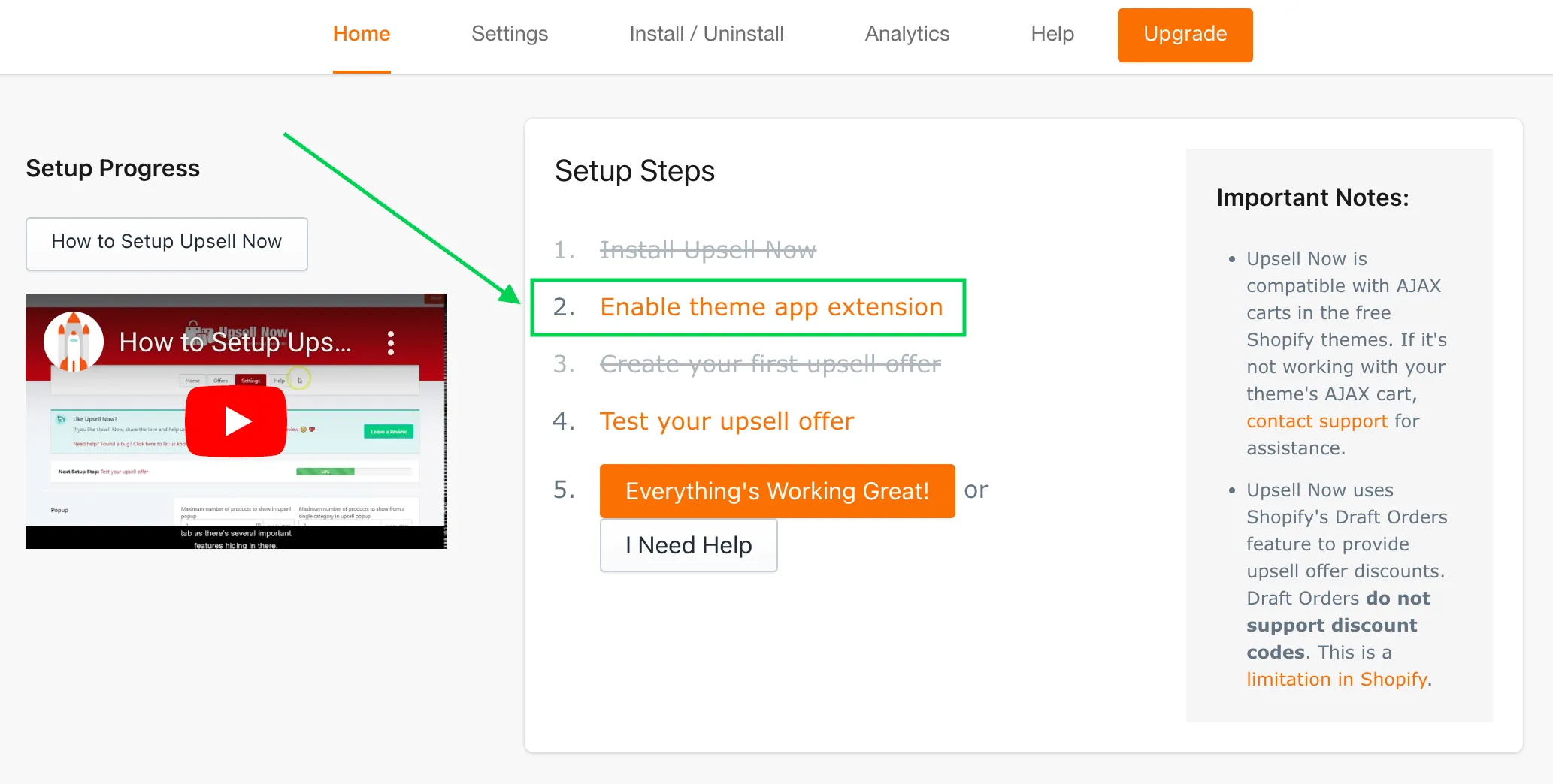 Enable button in setup steps box