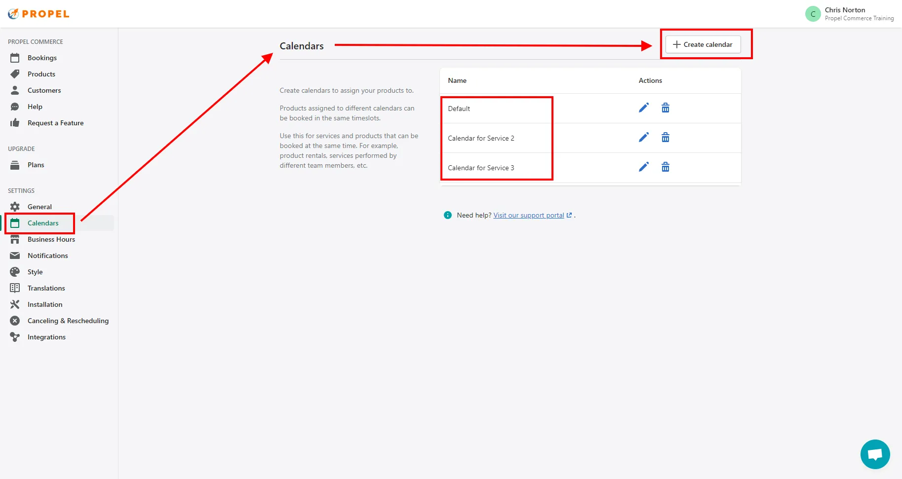 Add additional calendars in the Calendar page