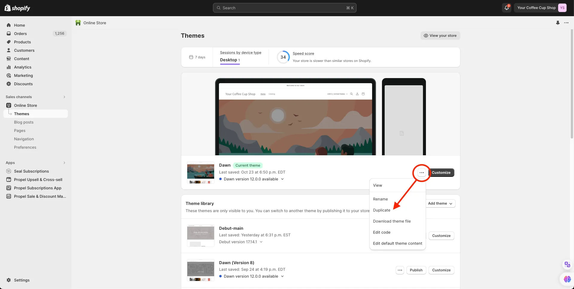 Subscription products section