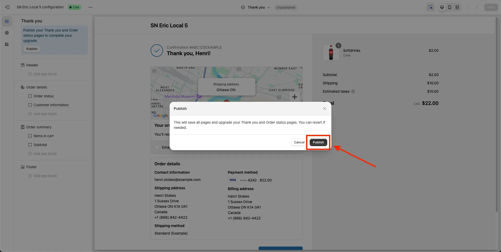 Confirm the publish action in the pop-up